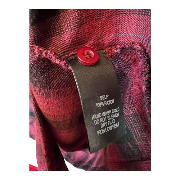 Lulus Blissful Weekend Burgundy Plaid Long Sleeve Shirt Dress Small Gorpcore - Picture 5 of 8